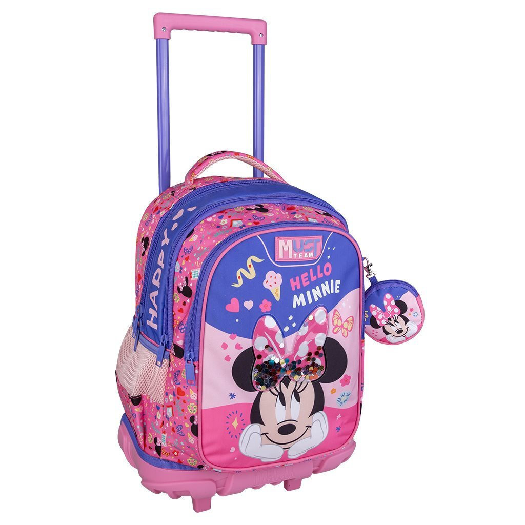 Must Team Σχολική Τσάντα Minnie Τρόλεϊ Δημοτικού με Θήκη για Παγούρι 30lt